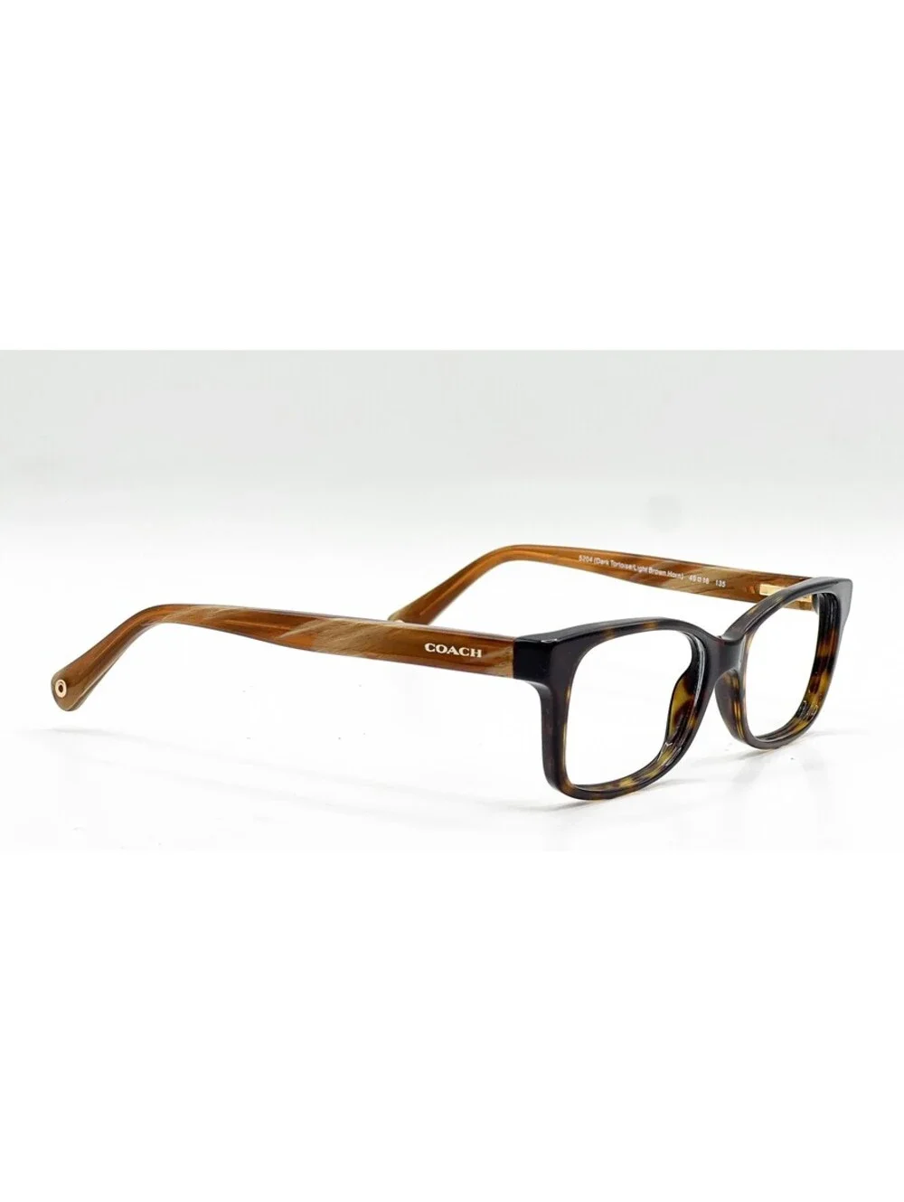 Coach HC 6047 5204 Dark Tortoise Light Brown Horn Eyeglass Frames 49-16-135